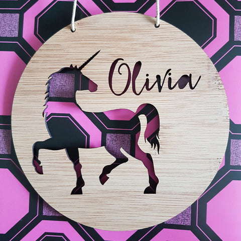 UNICORN Personalised Wooden Wall Hanging - Little Birdy Finds