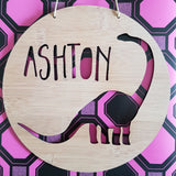 DINOSAUR Personalised Wooden Wall Hanging - Little Birdy Finds