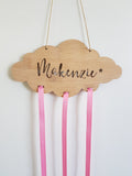 Personalised Wooden Cloud Bow-Hairclip holder - Little Birdy Finds