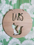 Personalised Wooden Wall Hanging - FOX Design - Little Birdy Finds