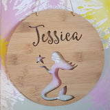 Personalised Wooden Wall Hanging MERMAID - Little Birdy Finds