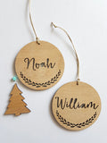 Personalised Wood Christmas Decoration WREATH DESIGN - Little Birdy Finds