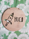 STAR ROCKET Personalised Wooden Wall Hanging - Little Birdy Finds