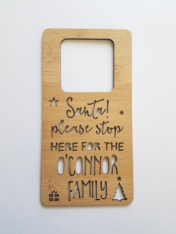 Santa Please Stop Here Personalised Wooden Door Hanger 2 - Little Birdy Finds