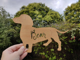 Personalised Wooden Bamboo Wall hanging DACHSHUND DESIGN - Little Birdy Finds