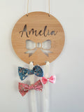 Personalised Wooden Bow-Hairclip holder BOW Design - Little Birdy Finds