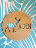 Personalised Wooden Wall Hanging - DEER/STAG - Little Birdy Finds