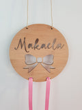 Personalised Wooden Bow-Hairclip holder BOW Design - Little Birdy Finds