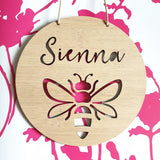 BEE Personalised Wooden Wall Hanging - Little Birdy Finds