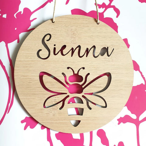 BEE Personalised Wooden Wall Hanging - Little Birdy Finds
