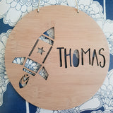 STAR ROCKET Personalised Wooden Wall Hanging - Little Birdy Finds