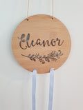 Personalised Wooden Bow-Hairclip holder FLORAL Design - Little Birdy Finds