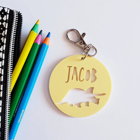 DINOSAUR Pastel Bag Tag / Keyring - Little Birdy Finds