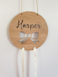 Personalised Wooden Bow-Hairclip holder BOW Design - Little Birdy Finds