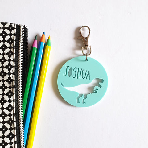 T-REX dinosaur Pastel Bag Tag / Keyring - Little Birdy Finds