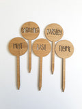 Round Wooden Herb Markers - Little Birdy Finds